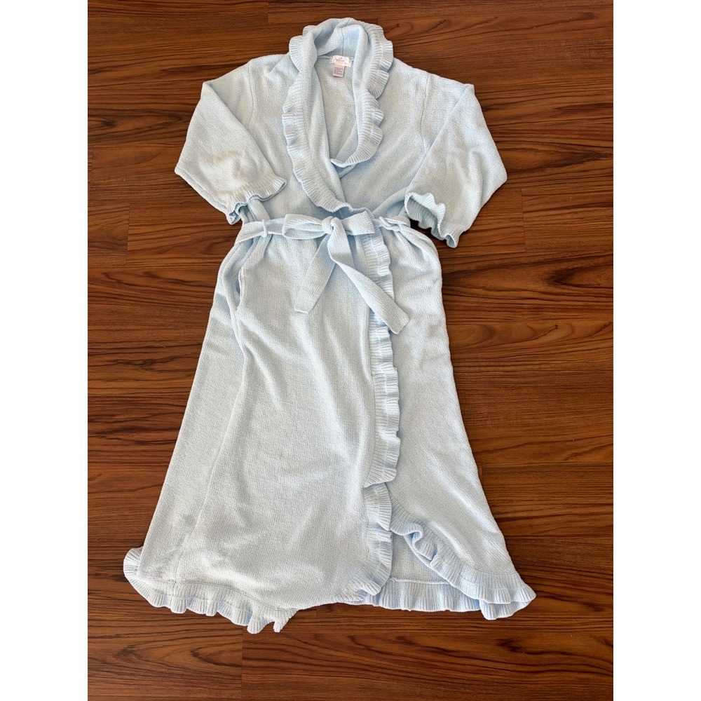 Softies Ruffle Chenille Robe light blue ruffle trim lightweight chenille 51" Xl